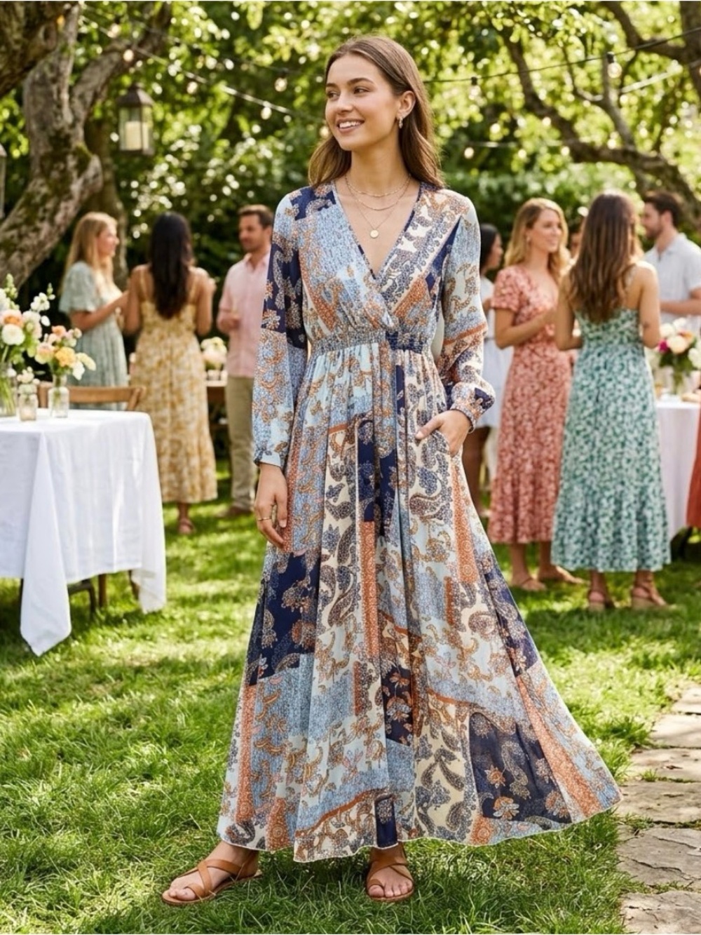 KATE & LILY | Boho Paisley Print Maxi Dress